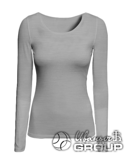 Серый-меланж футболка с длинным рукавом женская