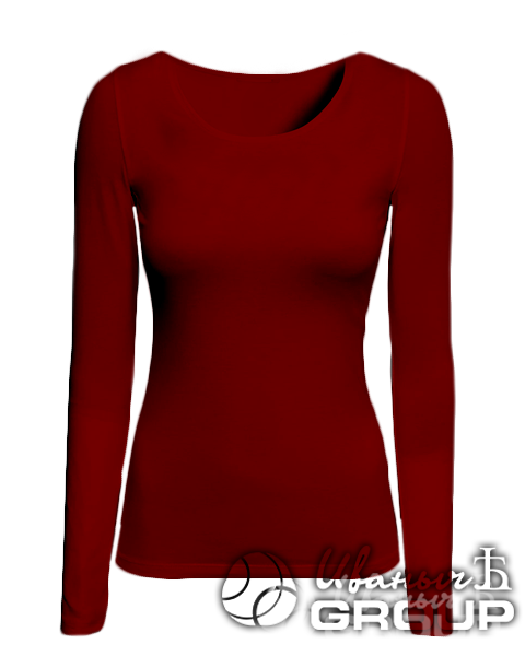 Бордовая футболка с длинным рукавом женская