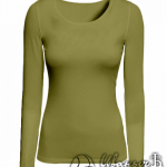Оливковая футболка с длинным рукавом женская