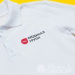 Печать логотипа «Медикал Групп» на футболках-поло