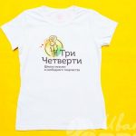 Печать логотипа «Школа музыки Три Четверти» на футболках