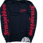 Нанесение надписи «ARMAGEDDON» на свитшоты