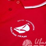 Красная футболка-поло с логотипом «Andromeda-2023»