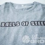 Серые футболки с оригинальными принтами «Чудище» и «Balls of Steel»