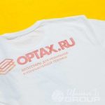Печать логотипа «OPTAX RU» на футболке