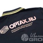 Нанесение логотипа «OPTAX RU» на футболку-поло